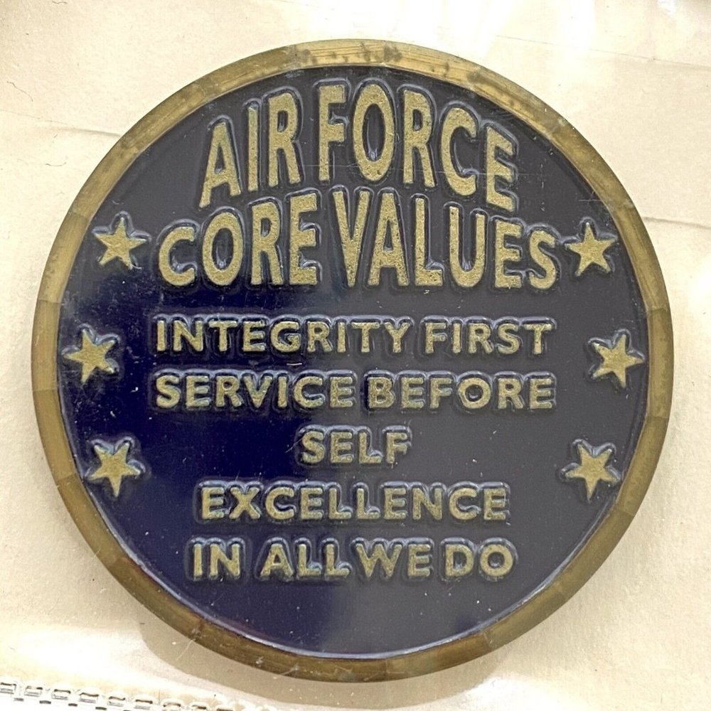 US Air Force Core Values Full Color Enamel Challenge Coin & Plastic Case 1.5"